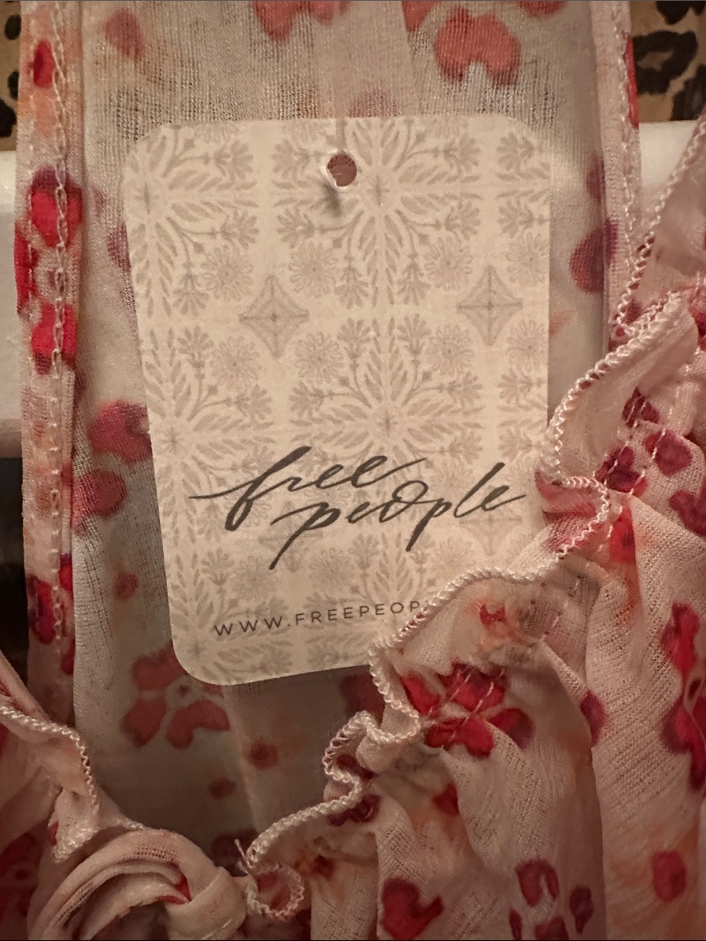 Free People Pink Floral Ruffle Tie-Front Top - Picture 2 of 4
